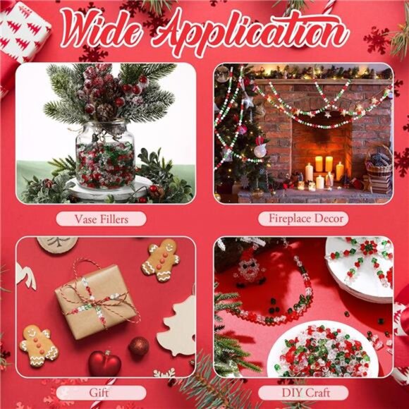 2880 Pcs Christmas Crystal Beads Bulk, Small Faceted Acrylic Beads f - Picture 4 of 5